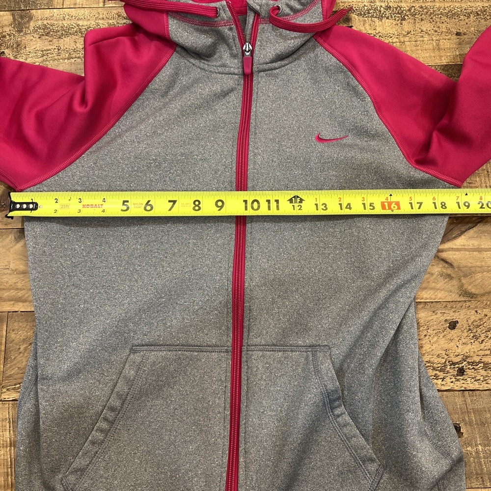 Nike Hoodie Women Small Pink And Gray Sweatshirt Jacket Therma Fit Swoosh Raglan - Picture 13 of 14